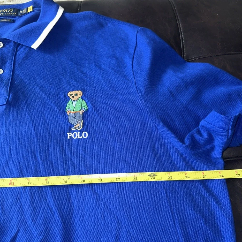 Polo Ralph Lauren Men XXL‎ Prep Bear Short Sleeve Polo Classic Shirt Royal Blue